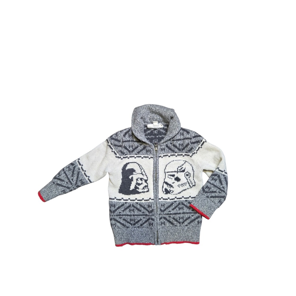 GAP Kids Star Wars Knit Zip‎ Cardigan Darth Vader Stormtrooper Size 4